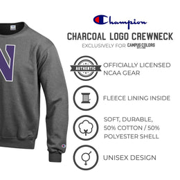 Northwestern Wildcats Adult Mascot Fleece Crewneck - Charcoal
