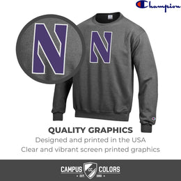 Northwestern Wildcats Adult Mascot Fleece Crewneck - Charcoal