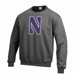 Northwestern Wildcats Adult Mascot Fleece Crewneck - Charcoal