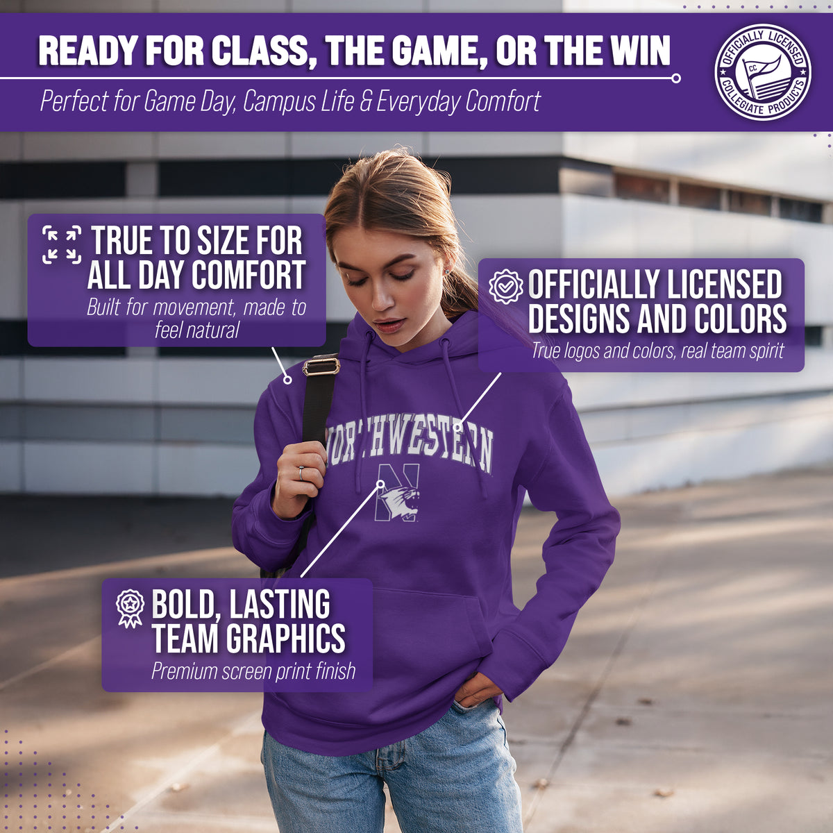 NWN Arch & Logo Gameday Hoodie - Purple