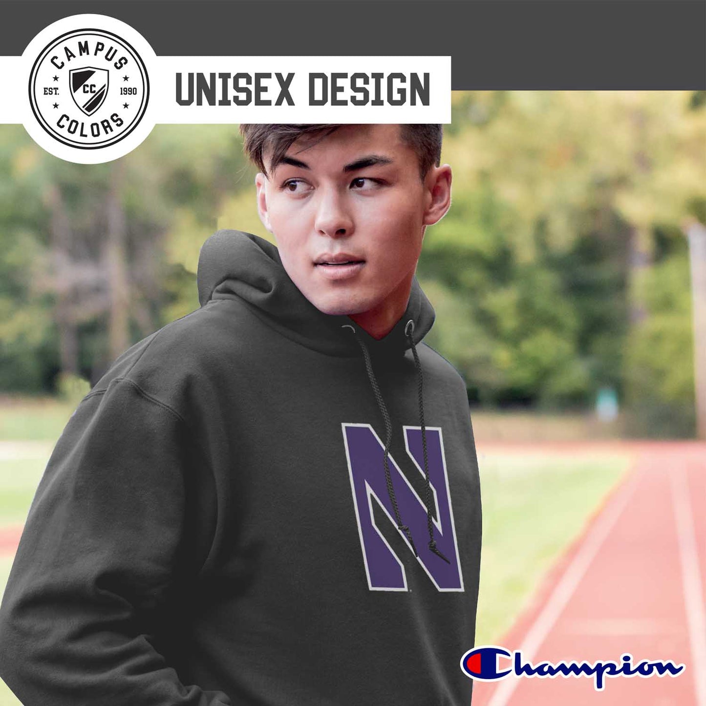 Northwestern Wildcats Adult Mascot Fleece Hooded Sweatshirt - Charcoal