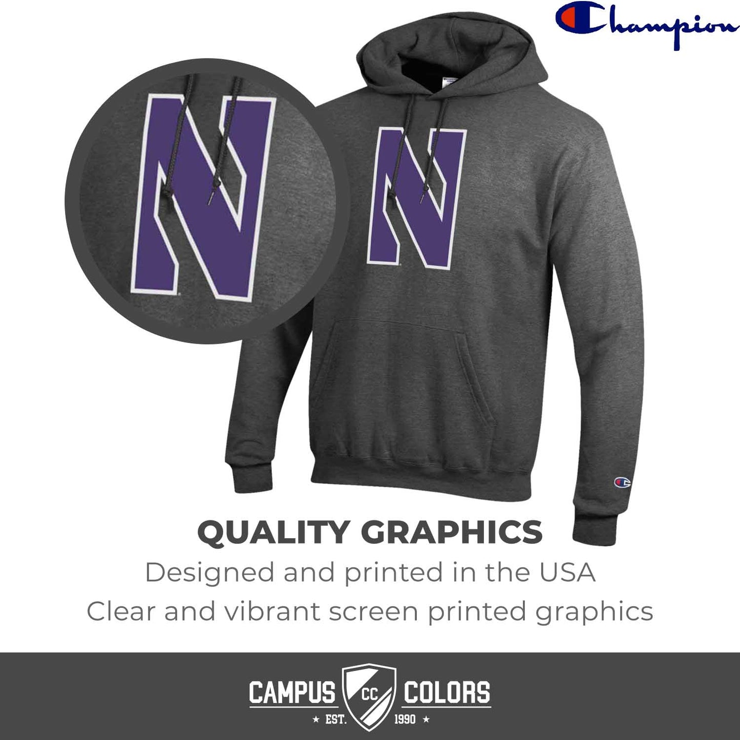 Northwestern Wildcats Adult Mascot Fleece Hooded Sweatshirt - Charcoal