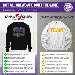 Northwestern Wildcats NCAA Adult Unisex Overtime Classics Crewneck Fleece Sweatshirt - Black
