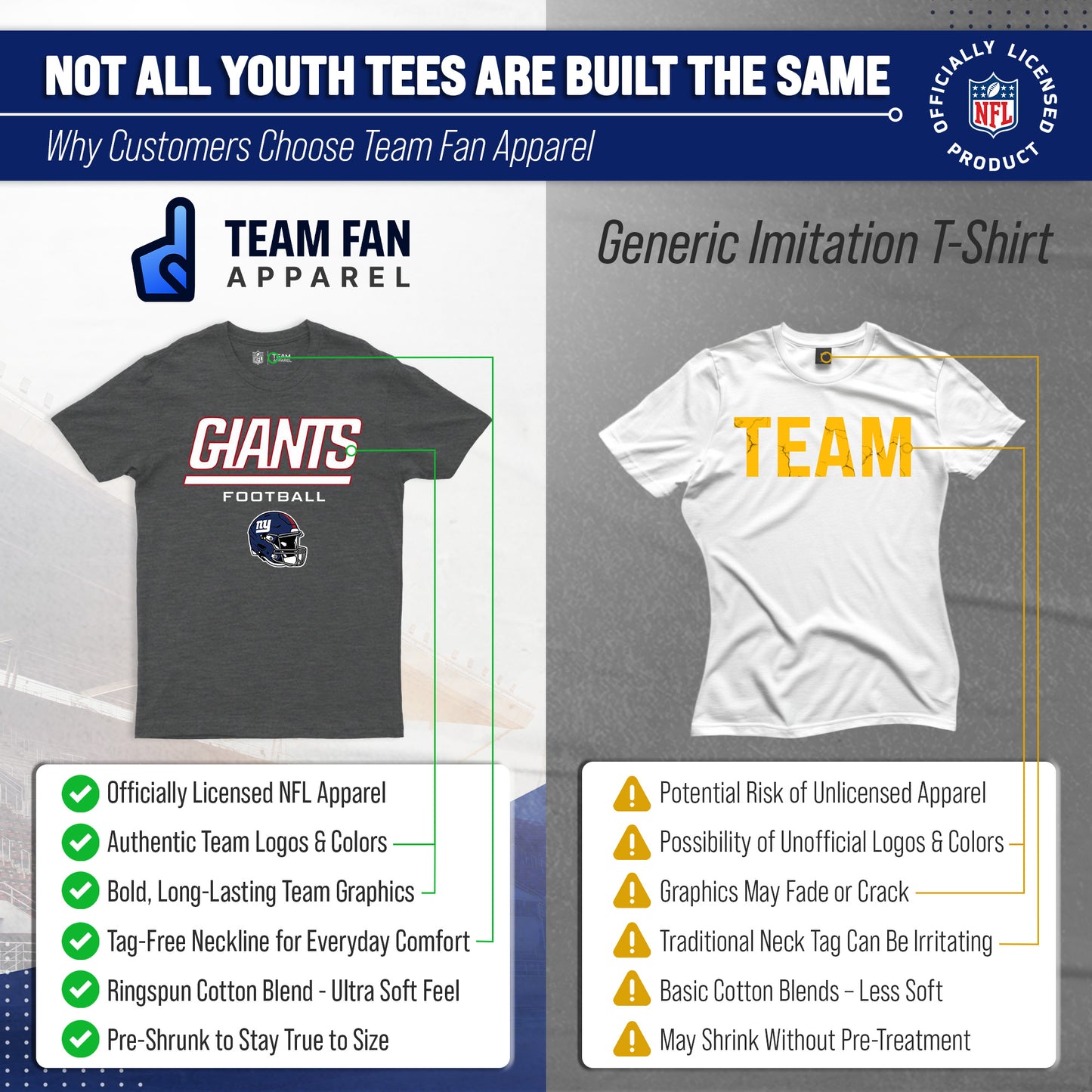 New York Giants NFL Youth Football Helmet Tagless T-Shirt - Charcoal