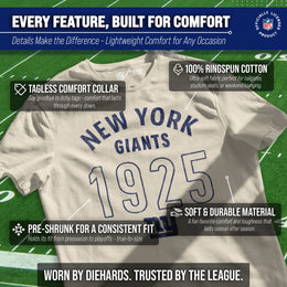 New York Giants Big Date Tag-Less T-Shirt - Natural