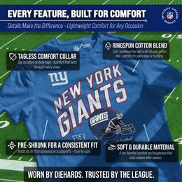 New York Giants NFL Adult Distressed Helmet Tag-Less T-Shirt - Royal Heather