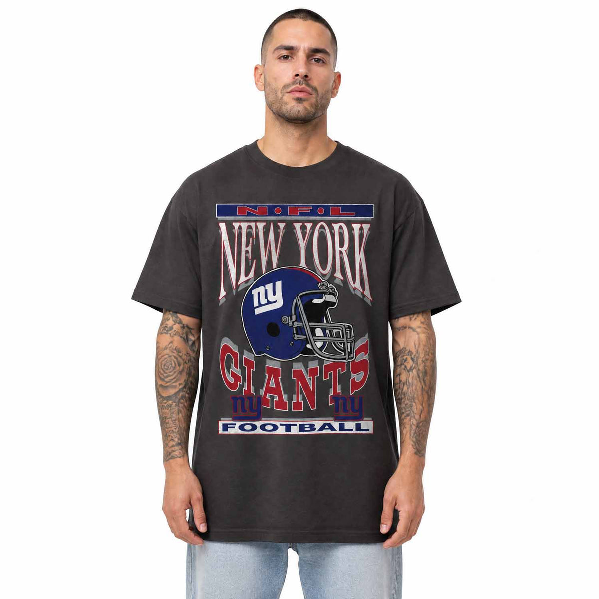 New York Giants  NFL Franchise Oversized Cotton Tee Men Fan Short Sleeve - Black