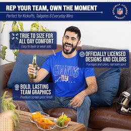 New York Giants NFL Adult Overtime Blueprint Tag-Less T-Shirt - Royal