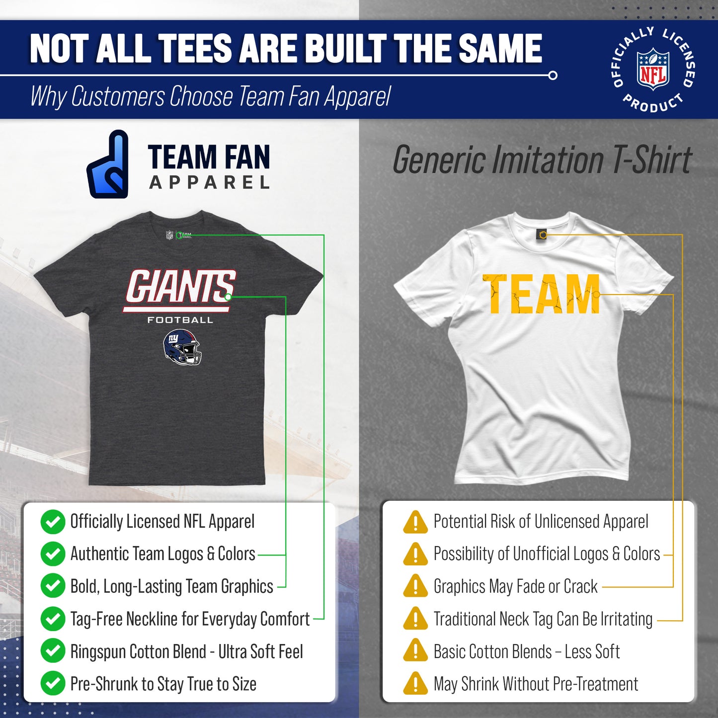 New York Giants NFL Adult Football Helmet Tagless T-Shirt - Charcoal