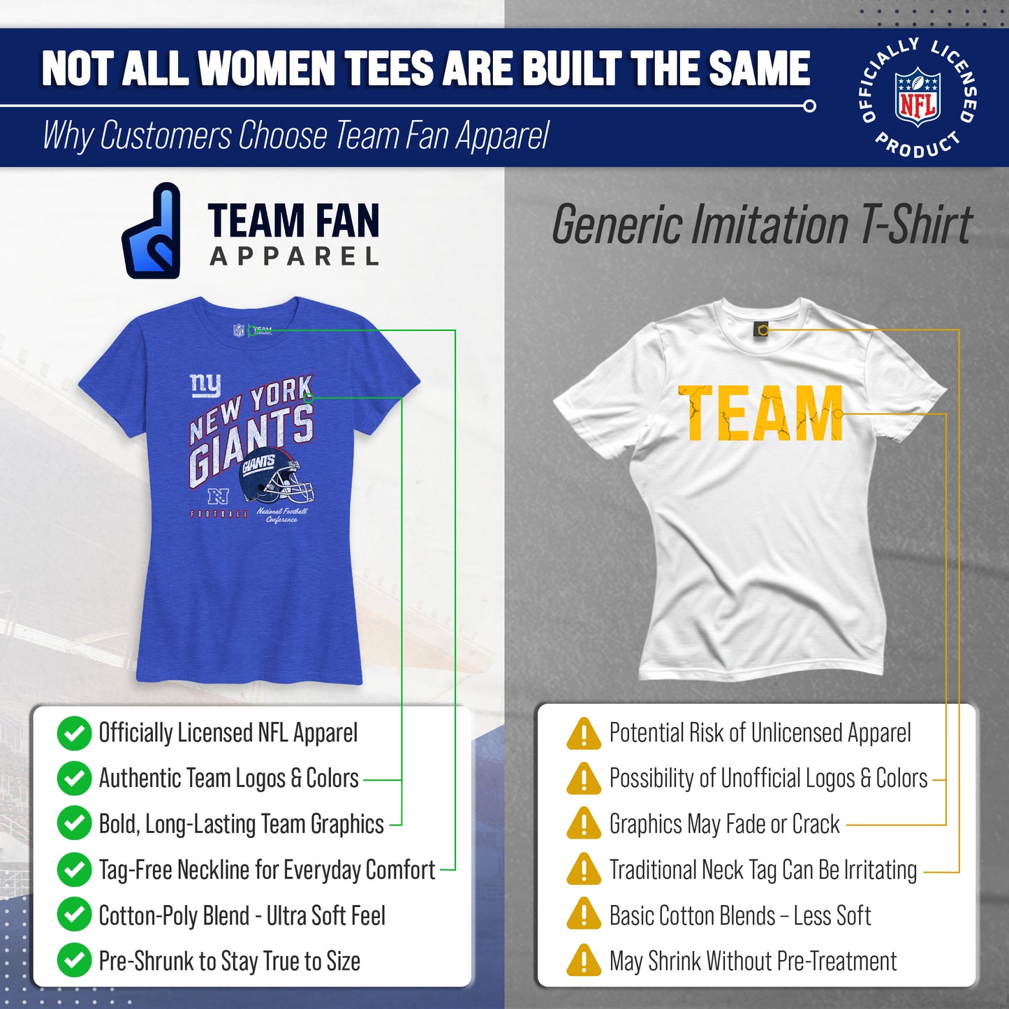 New York Giants NFL Womens Distressed Helmet Tag-Less Soft T-Shirt - Royal Heather