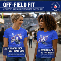 New York Giants NFL Womens Distressed Helmet Tag-Less Soft T-Shirt - Royal Heather