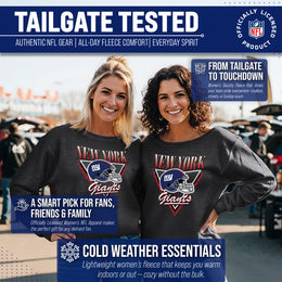 New York Giants NFL Womens Retro Triangle French Terry Slouchy Top- Raglan Sleeves - Heather Charcoal
