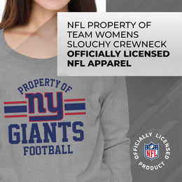 New York Giants NFL Womens Plus Size Property of Lightweight Crew Neck - Sport Gray