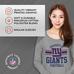 New York Giants NFL Womens Property of Lighweight Crew Neck - Sport Gray