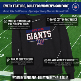 New York Giants NFL Womens Team Block French Terry Slouchy Top - Charcoal