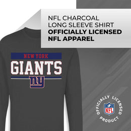 New York Giants NFL Adult Charcoal Long Sleeve T Shirt - Charcoal