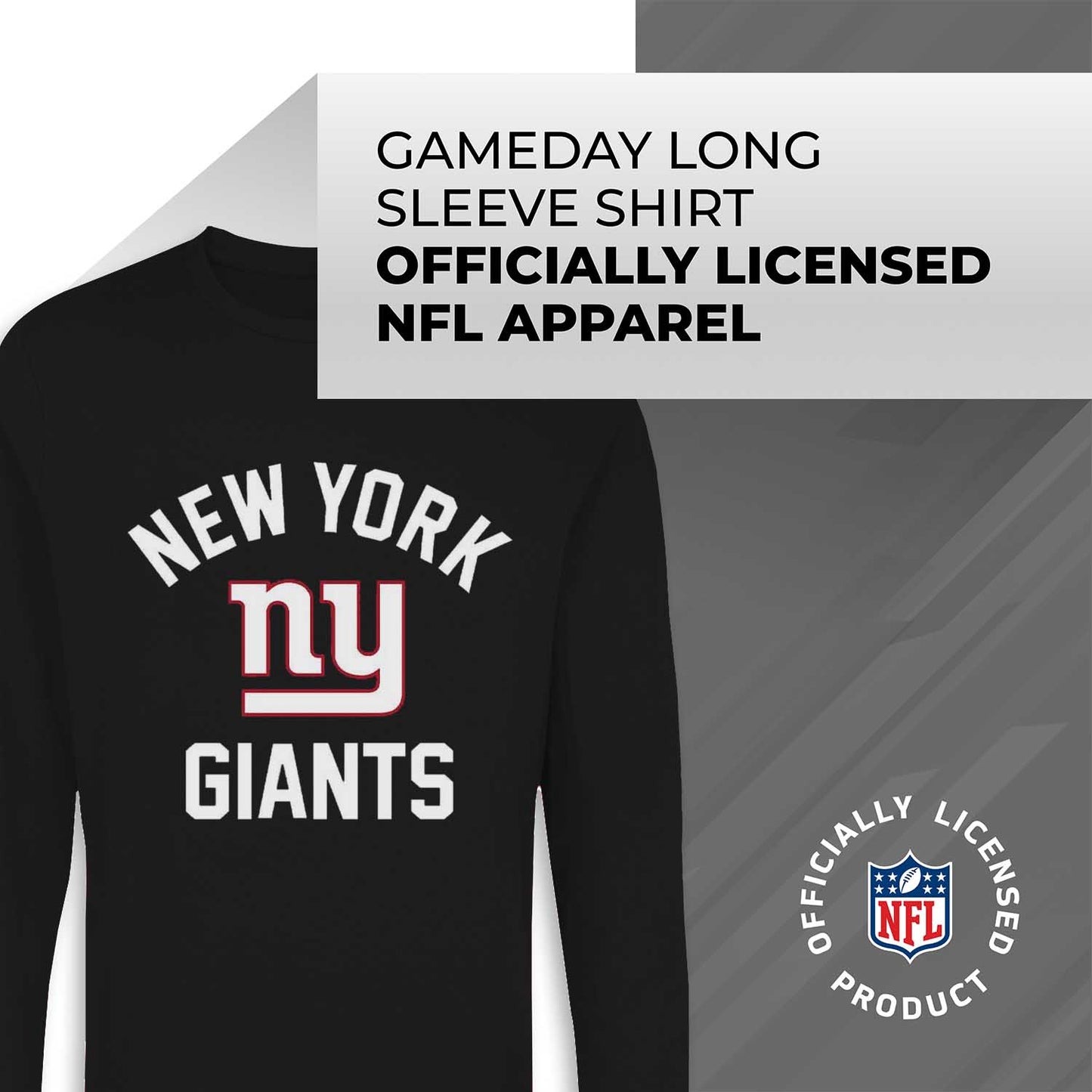 New York Giants NFL Gameday Adult Long Sleeve Shirt - Black