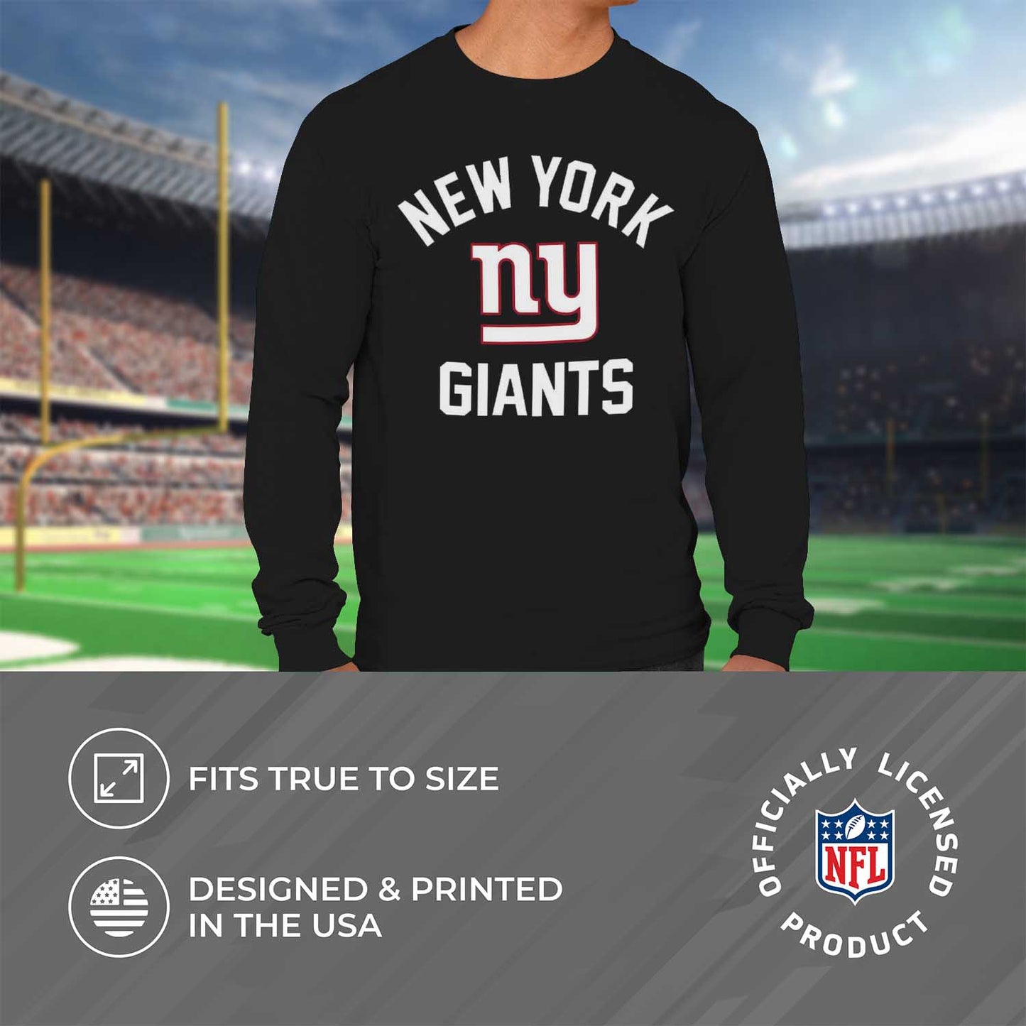 New York Giants NFL Gameday Adult Long Sleeve Shirt - Black