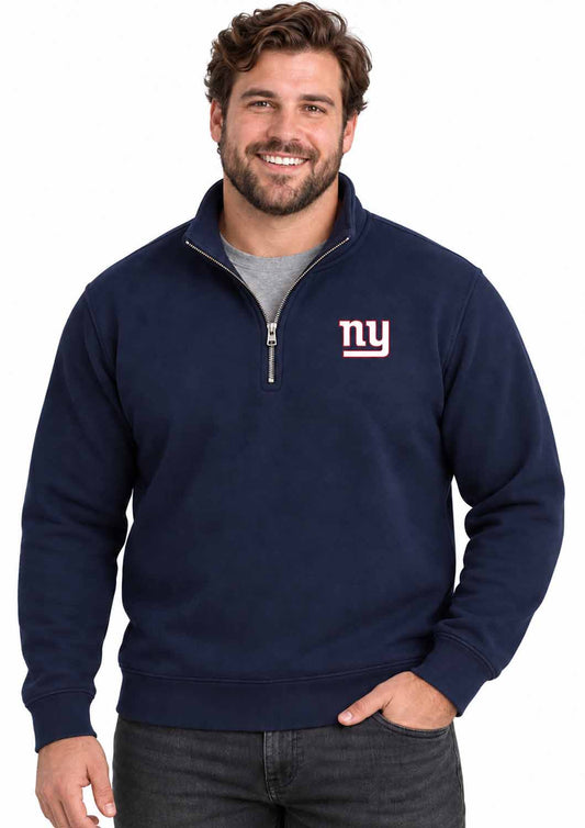 New York Giants  NFL Quarter Zip Fleece Pullover Unisex Sweatshirt - Navy