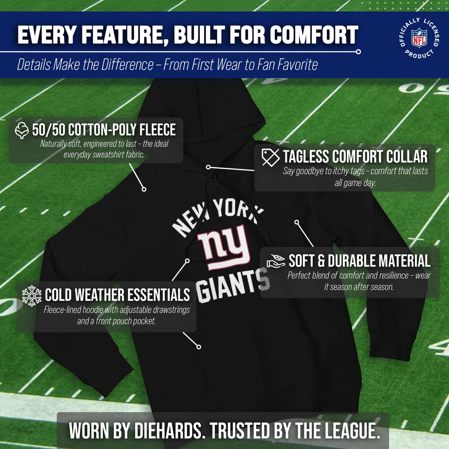 New York Giants Team Fan Apparel NFL  Gameday Hoodie - Black
