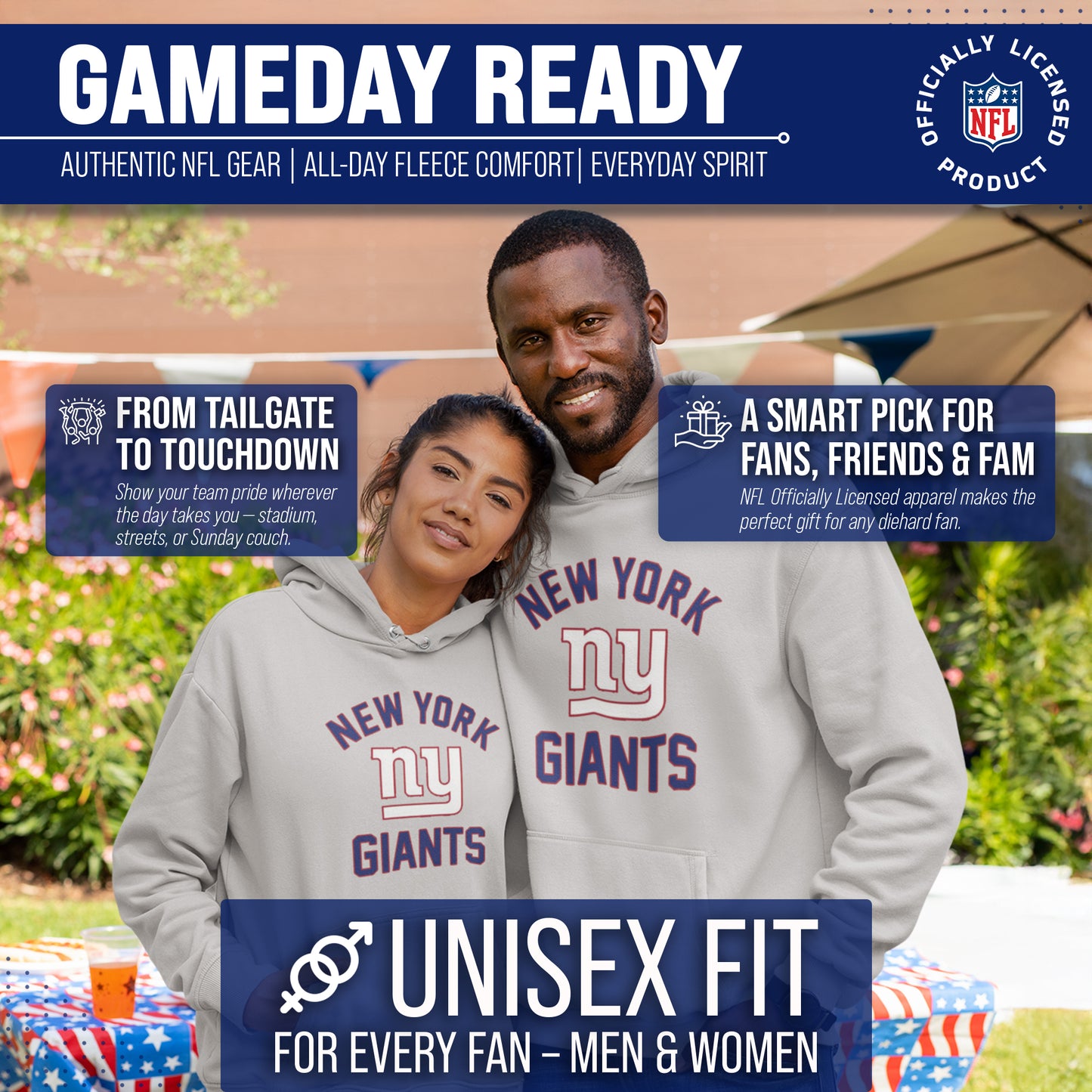 New York Giants Team Fan Apparel NFL  Gameday Hoodie - Sport Gray