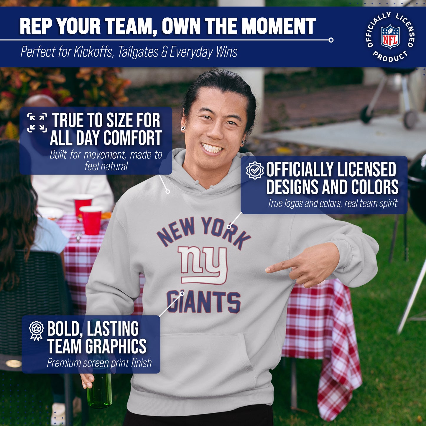 New York Giants Team Fan Apparel NFL  Gameday Hoodie - Sport Gray