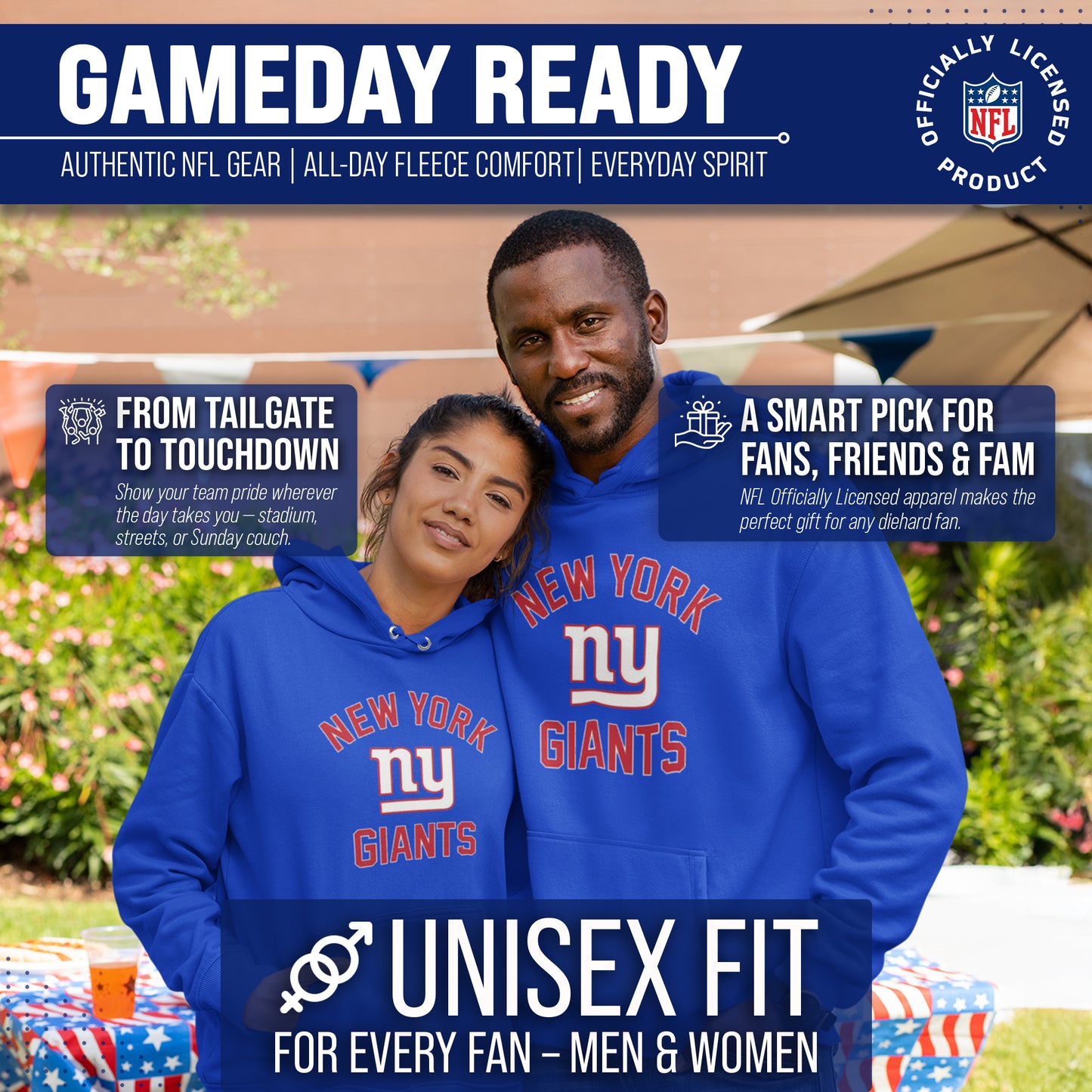 New York Giants Team Fan Apparel NFL  Gameday Hoodie - Royal