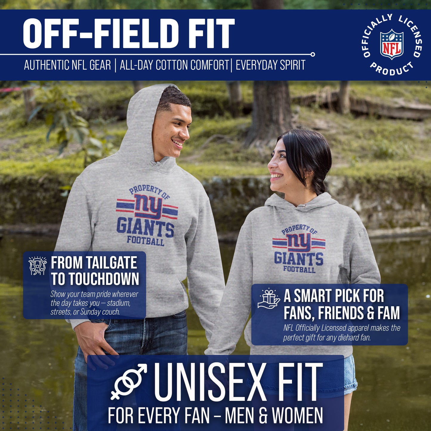 New York Giants NFL Adult Property Of Hooded Sweatshirt - Sport Gray