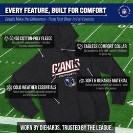 New York Giants Adult NFL Football Helmet Heather Hooded Sweatshirt  - Charcoal