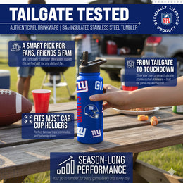 New York Giants NFL 34oz Quencher Stainless Steel Insulated Water Bottle - Royal