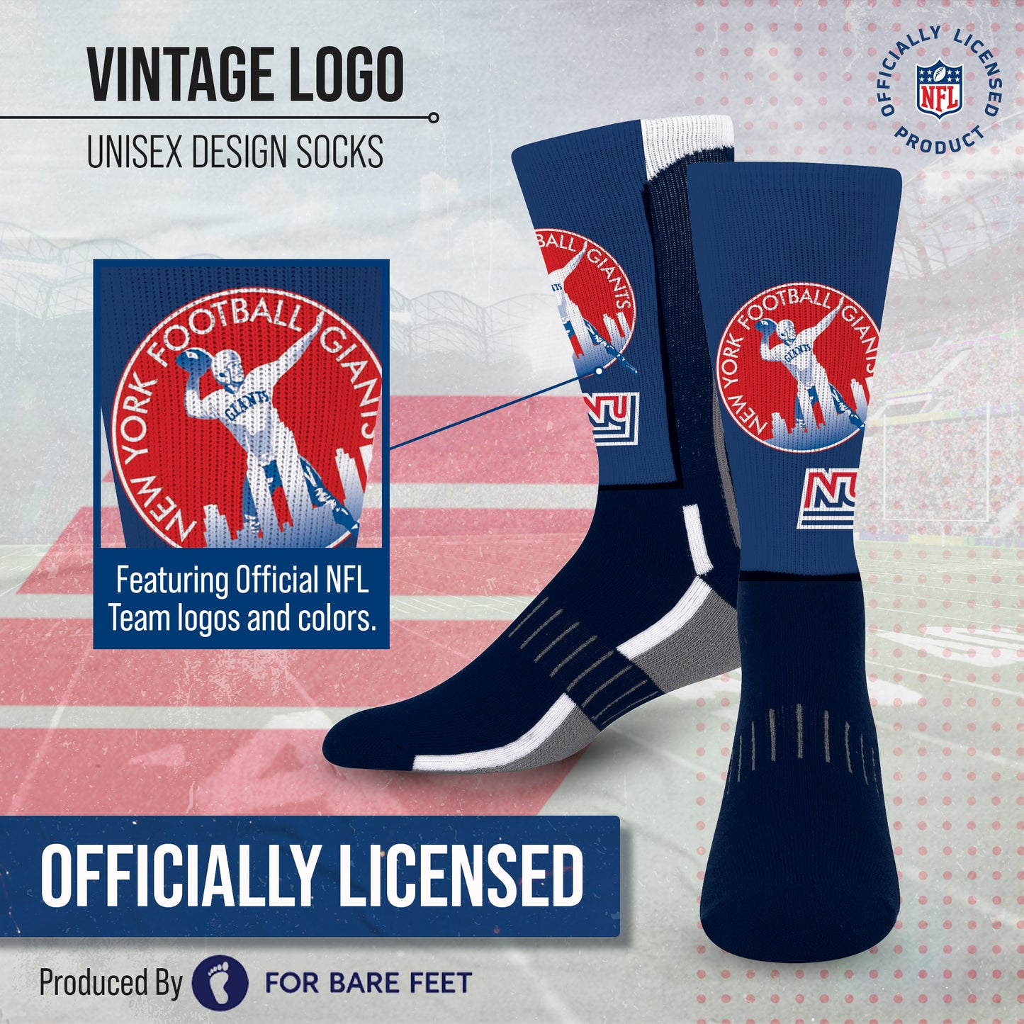 New York Giants NFL V Curve  Socks - Team Color