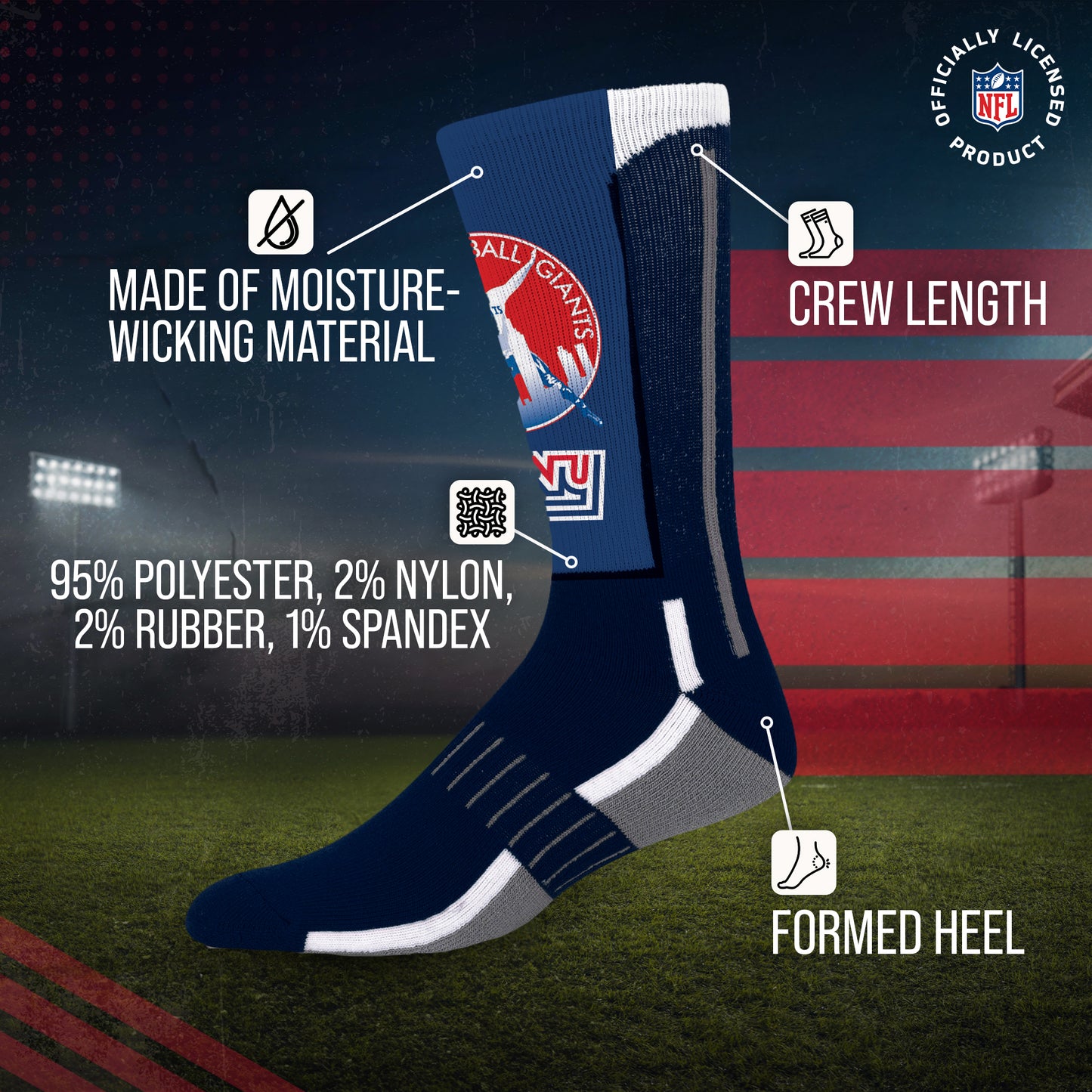New York Giants NFL V Curve  Socks - Royal
