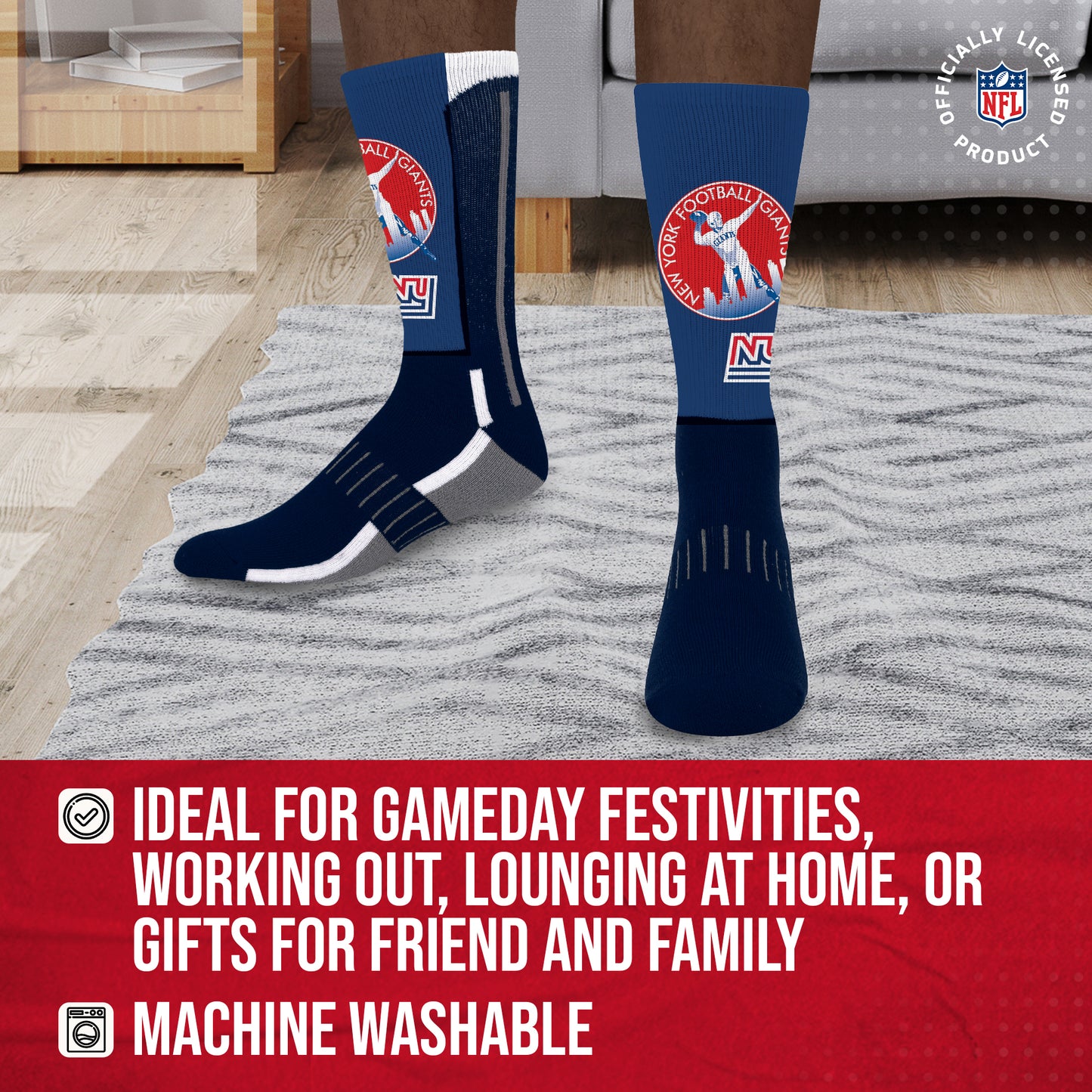 New York Giants NFL V Curve  Socks - Team Color