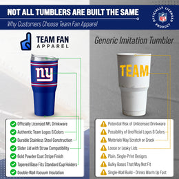 New York Giants  30 oz Stripe Powder Coat Tumbler | NFL Stainless - Royal