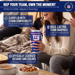 New York Giants  30 oz Stripe Powder Coat Tumbler | NFL Stainless - Royal