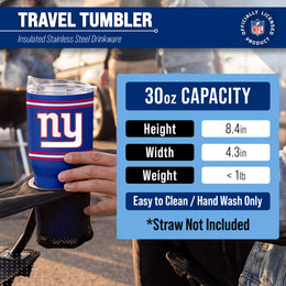 New York Giants  30 oz Stripe Powder Coat Tumbler | NFL Stainless - Royal