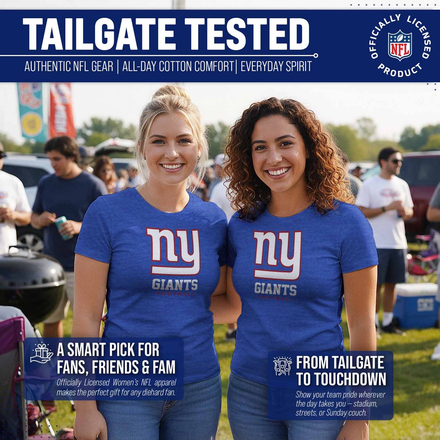 New York Giants Women's NFL Ultimate Fan Logo Short Sleeve T-Shirt - Royal