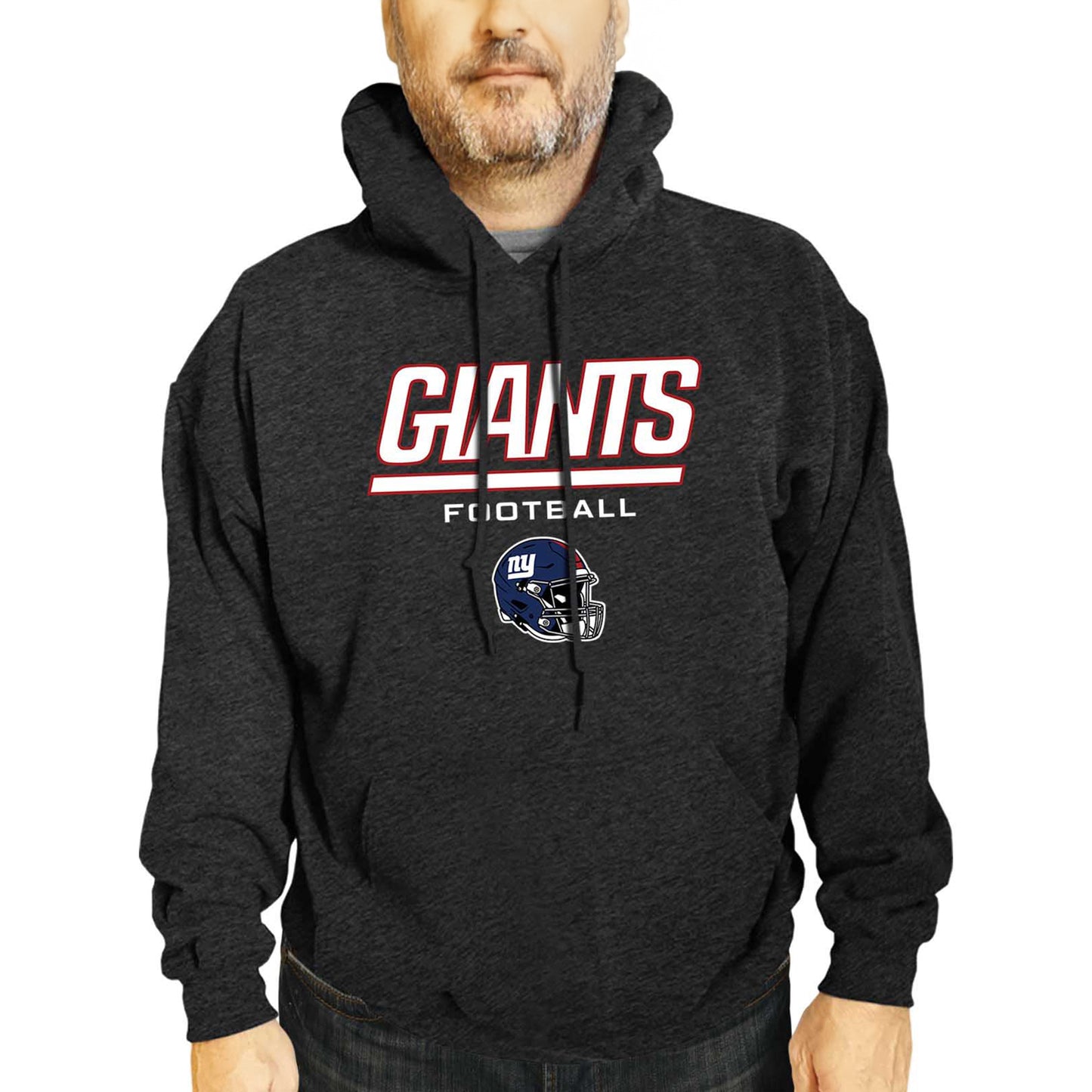 New York Giants Adult NFL Football Helmet Heather Hooded Sweatshirt  - Charcoal