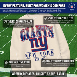 New York Giants Womens NFL Starstruck Crewneck Pullover - Cream