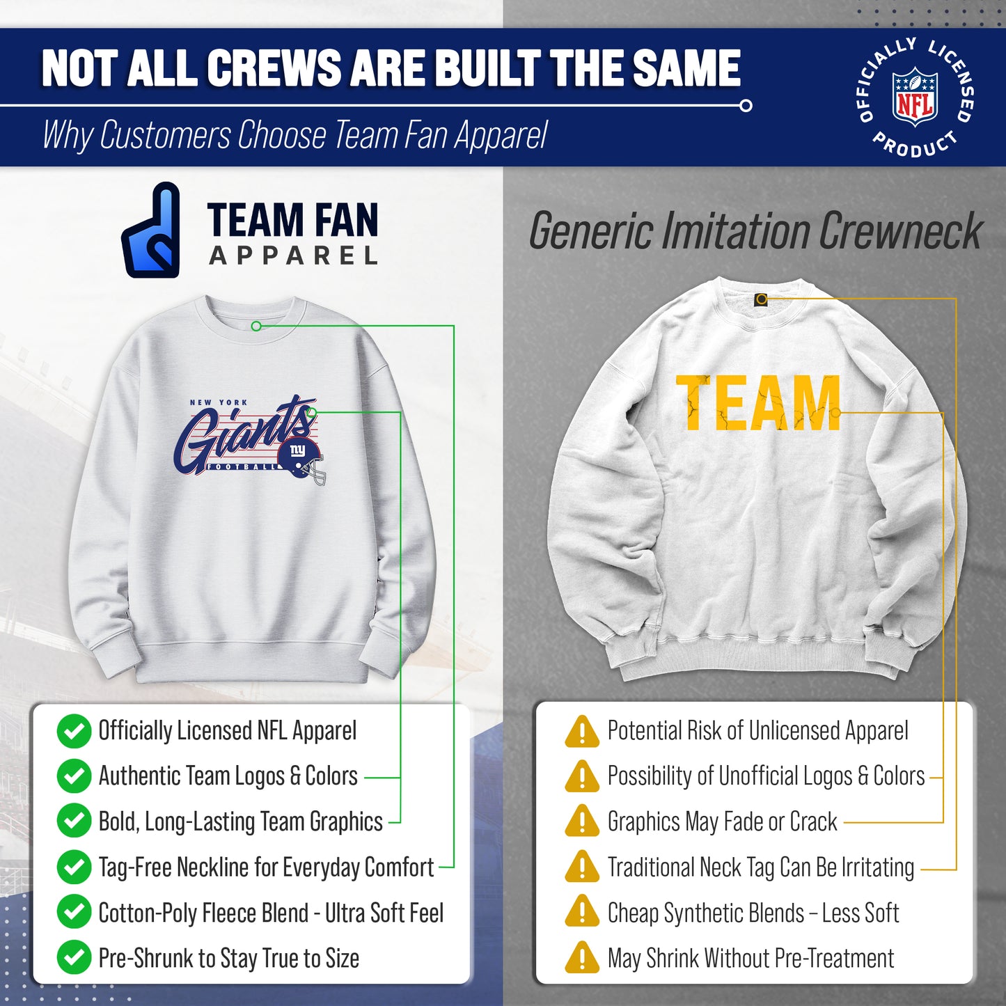 New York Giants Womens NFL Scrimmage Line Crewneck Pullover - Gray Heather