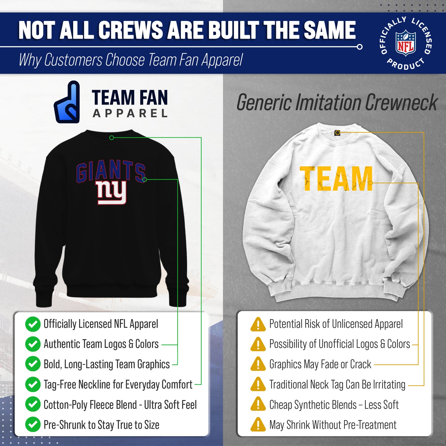 New York Giants NFL Home Team Crew - Black