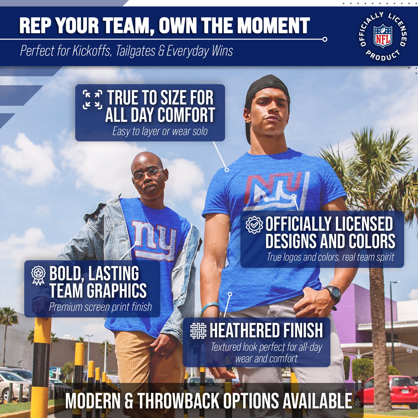 New York Giants NFL Modern Throwback T-shirt - Team Color