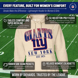 New York Giants Team Fan Apparel NFL Women's  Starstruck Fleece Pullover Hoodie - Cream