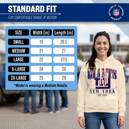 New York Giants Team Fan Apparel NFL Women's  Starstruck Fleece Pullover Hoodie - Cream