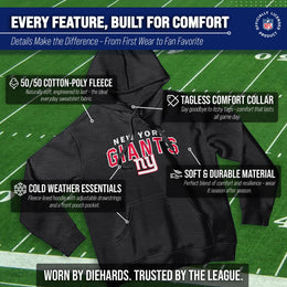 New York Giants NFL Adult Unisex Starting Fresh Ultra Soft Fleece Hooded Sweatshirt - Black Heather