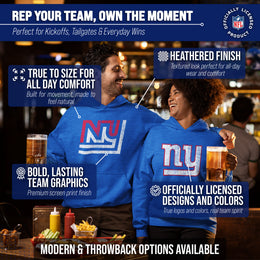 New York Giants NFL Adult Unisex Modern Throwback Ultra Soft Fleece Hooded Sweatshirt - Royal