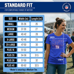 New York Giants NFL Womens Overtime Blueprint Tag-Less T-Shirt - Royal