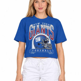New York Giants  Women's Franchise Helmet Crop T-Shirt Mock Neck - Royal