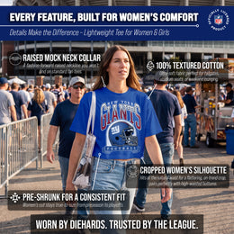 New York Giants  Women's Franchise Helmet Crop T-Shirt Mock Neck - Royal