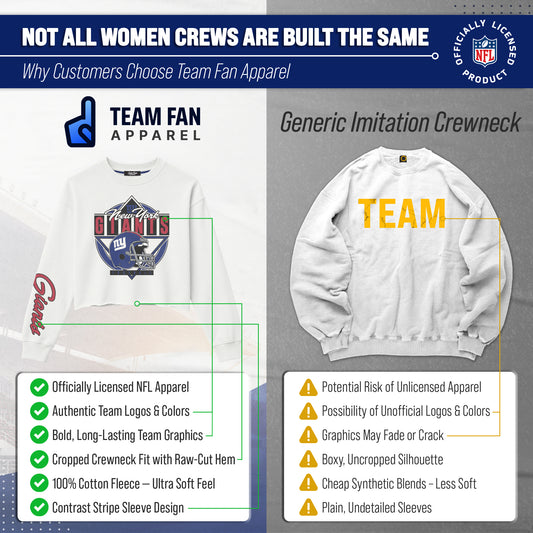 New York Giants  Women's Franchise Helmet Cut Crop Crewneck - White